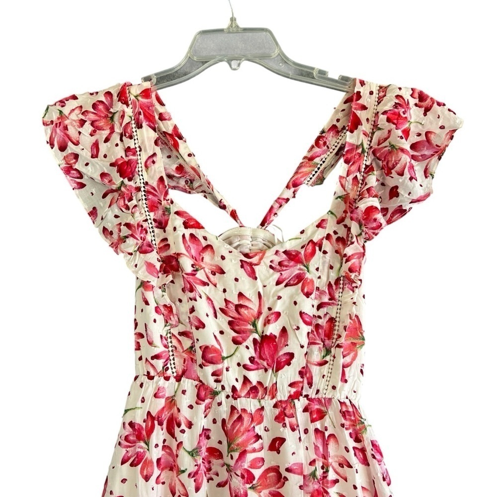 SKIES ARE BLUE Floral Flutter Sleeve Maxi Dress Pink White Size XS NWOT Flaw - Picture 3 of 14